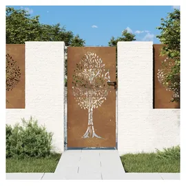 vidaXL Gartentor 85x200 cm Cortenstahl Baum-Design