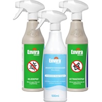 Envira Matratzen Pack PLUS - Milbenspray, Bettwanzenspray & Hygienespray - Geruchlos & Auf Wasserbasis - Je 500 ml