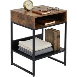 Relaxdays Nachtschrank 2 Fächer 40 x 40 x 30 cm Schwarz/Braun