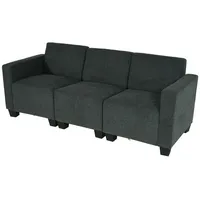 Modular 3-Sitzer Sofa Couch Moncalieri, Stoff/Textil ~ anthrazit-grau