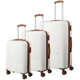 Travelite Bali 4 Rollen Kofferset 3-teilig weiss-cognac