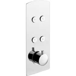 Fertigmontageset Thermostat-Batterie AqvaTherm zu Art. 094664250 - Thermoelement - 4 Druckknopf-Ventile - 38°-Sicherheitstaste - Abdeckrosette - chrom
