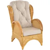 Krines Home Relaxsessel Ohrensessel Hochlehnsessel Rattan/Fernsehsessel Wohnzimmer/Rattanmöbel gelb