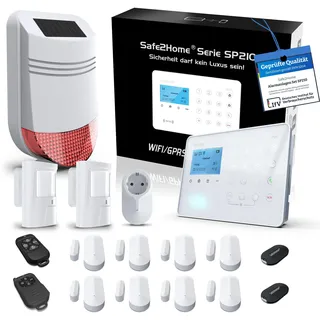 Safe2Home® SP210 WLAN Funk Alarmanlage Set kabellose Smart Home Alarmanlage mit App-Steuerung/SMS Anruf Funktion – inklusive Sensoren und Zubehör