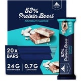 Multipower 53% Protein Boost – 20 x 45 g Protein Riegel Coconut mit 53% hochwertigem Protein – 24 g Eiweiß und 1,4 g Zucker je Eiweißriegel