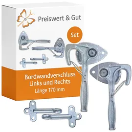 PRO PLUS Bordwandverschluss Winkelhebelverschluss Anhänger Links und Rechts: Hakenverschluss Länge 170mm Kipper auch für Pferdeboxen