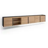 SKRAUT HOME Lowboard 309x50 cm Eiche Schwarz Holzwerkstoff