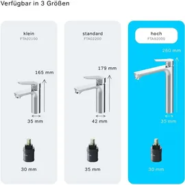 AM.PM Waschtischarmatur Hoch Chrom Wasserhahn Bad Waschbecken Armatur Einhebelmischer Badarmatur Mischbatterie für Badezimmer Aufsatzwaschbecken