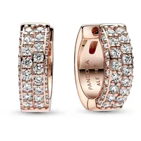 Pandora Timeless Doppelreihige Pavé Ohrringe aus rosevergoldeter Metalllegierung mit Zirkonia in der Farbe Rosegold, 282622C01