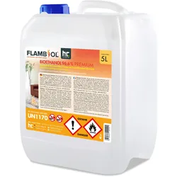 2 x 5 Liter FLAMBIOL® Bioethanol 96.6% Premium für Ethanol-Brenner oder Kamine