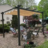 PURPLE LEAF Pergola Metall Garten Pavillon Pergola 300 x 300 cm Wasserdicht Stabil Winterfest, Gartenpavillon Mit Sonnenschutz Überdachung, Beige