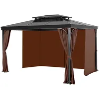 Vevor Sichtschutzvorhang für Pavillon 281x341x214cm 4-teilige Seitenwand-Pavillon-Sichtschutzvorhänge mit Reißverschlüssen,