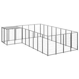 vidaXL Hundezwinger Schwarz 10,89 m2 Stahl