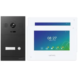 2 Draht Video Türsprechanlage für 1 Teilnehmer mit Aufzeichnungsfunktion, 7 Zoll LCD-Monitor, Nachtsichtfunktion – Anthrazit Kamera 2x 7 Zoll Monitor