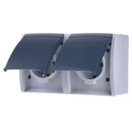 Busch-Jaeger Schuko-Steckdose 2-fach grau/blaugrün 2 St.