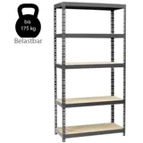 Euromate 107108 Metall Einzugsregal für schwere Lasten Regal Anthrazit 5 Ebenen