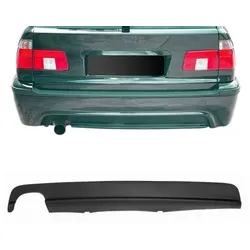 Heckansatz Diffusor Heckdiffusor Heckschürzeneinsatz im Sport Look für 5er E39 schwarz matt, Schalldämpferausgang linke Seite passend für BMW 5er E39 Limo/ Touring, Bj.: 1995-2003
