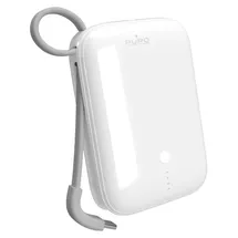 PURO Power Link 10 Plus 10000 mAh Powerbank 10000mah Usb-a/usb-c mit integriertem USB-C-Kabel – Weiß