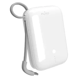 PURO Power Link 10 Plus 10000 mAh Powerbank 10000mah Usb-a/usb-c mit integriertem USB-C-Kabel – Weiß