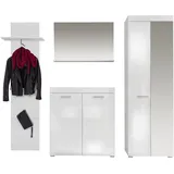 trendteam smart living - 4-teilige Garderobenkombination Garderobenmöbel - Garderobe - Amanda - Aufbaumaß (BxHxT) 233 x 195 x 38 cm - Farbe Weiß Hochglanz - 139391101