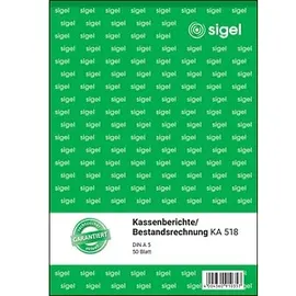 Sigel Formularbuch Kassenbericht/Bestandsrechnung A5 Weiß
