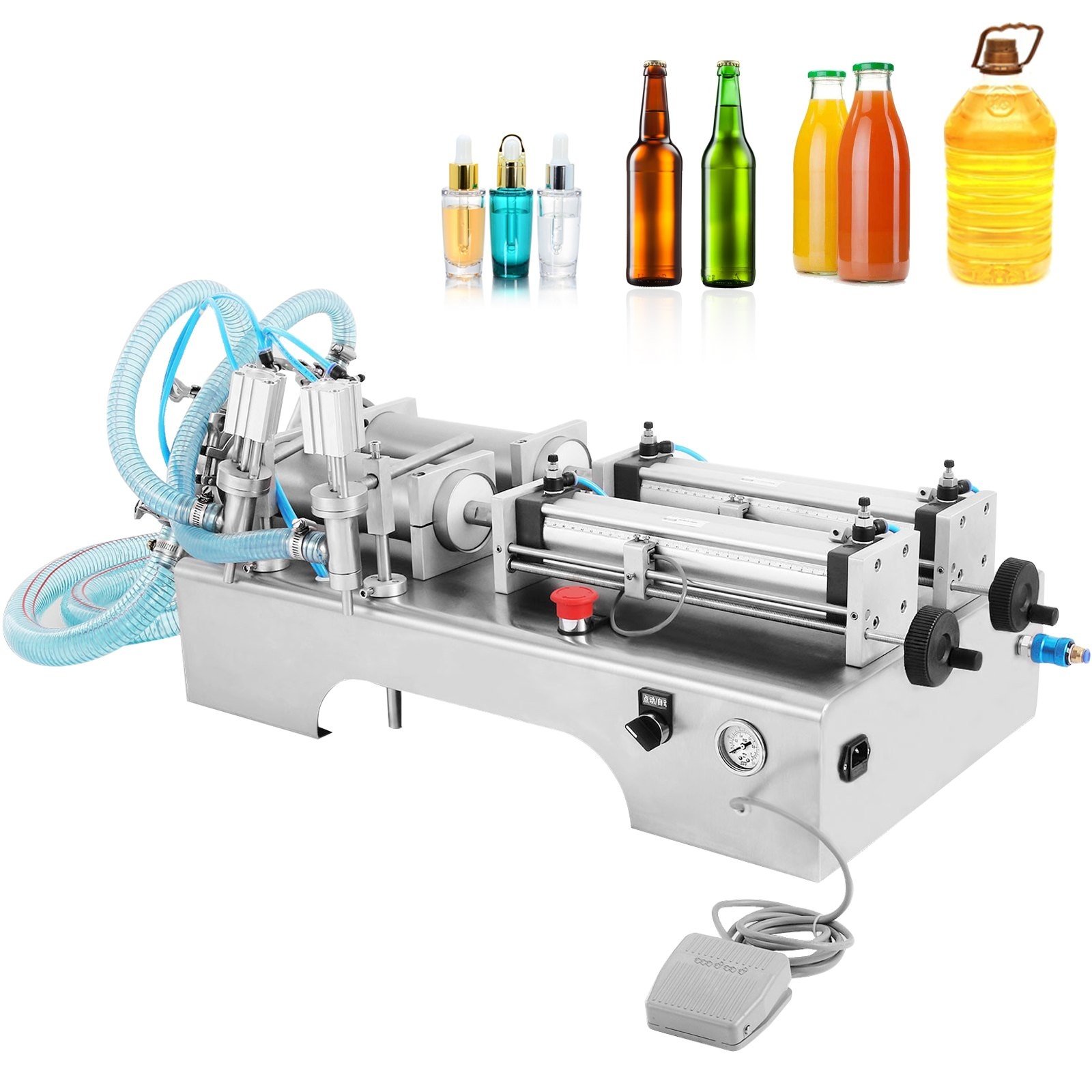 VEVOR 10W Füllmaschine Flüssigkeit 100-1000ML Flüssigkeitsabfüllmaschine Abfüller Flüssigkeitsabfüllmaschine mit Doppelkopf