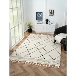 Myflair Möbel & Accessoires Hochflor-Teppich »Moroccan Design Lagerräumung«, rechteckig, 24 mm Höhe, modern, marokkanisches Design, Rauten Muster, weich durch Hochflor Myflair Möbel & Accessoires weiß/grau B: 160 cm   1 St.