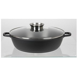 BURI Bratpfanne Aluguss Servierpfanne 24 cm 2,3 L Kochtopf Schmoren Induktion Küche, Aluguss
