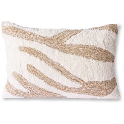 HKliving - Fluffy Kissen, 35 x 55 cm, weiß / beige