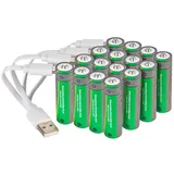 Tka 16er-Set wiederaufladbare High-Capacity-Batterien AA 2000 mAh 16 St.