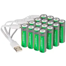 Tka 16er-Set wiederaufladbare High-Capacity-Batterien AA 2000 mAh 16 St.