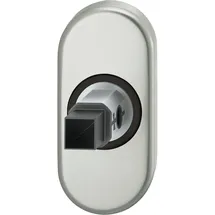 N/H Adapter-Rosette oval Rahmentür, 9 mm, Hochhaltefeder, EN179, Aluminium silber
