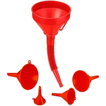 Relaxdays Trichter Set 5-teilig mit Schlauch und Sieb rot