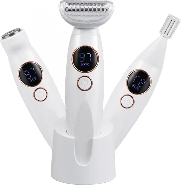Sparoma 3-in-1 Elektrischer Damen-Trimmer mit Edelstahlklingen, Modell 8308, Weiß