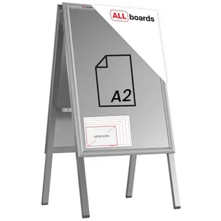 ALLboards Einzelrahmen ALLboards Doppelseitige Werbetafel Kundenstopper silberfarben