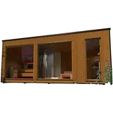 JVmoebel Saunahaus Moderne Außensauna aus Massivholz in Braun - Gartensauna Trockensauna, Made in Europe braun