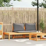 Gartenbank Mit Tisch & Dunkelgrauen Kissen Massivholz Akazie