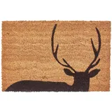 Homescapes Rutschfeste Kokosmatte Silhouette Schwarzer Hirsch - Homescapes