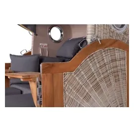 Mr. Deko bene living Strandkorb Komplettset Ammersee Grande XL Teak PE shell Modell 551 inkl. Liftersystem