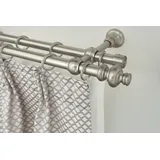 GARESA Gardinenstange GARESA "ANDREA", silber (mattnickelfarben), L:150cm Ø:20mm, Metall, Gardinenstangen, Vorhanggarnitur, verlängerbar, Endknopf Profil groß, mit Ringen