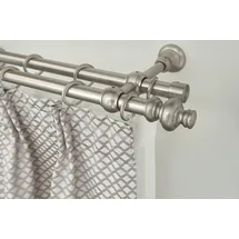 GARESA Gardinenstange GARESA "ANDREA", silber (mattnickelfarben), L:150cm Ø:20mm, Metall, Gardinenstangen, Vorhanggarnitur, verlängerbar, Endknopf Profil groß, mit Ringen