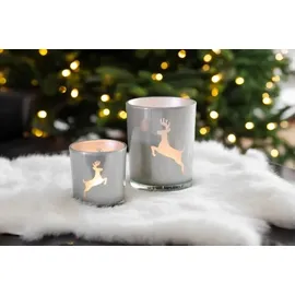 Edzard SALE Teelichtglas Loki right (Höhe 13 cm, grau, Hirsch-Motiv