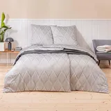 ESTELLA Mako-Satin Bettwäsche 155x220 Lyanna Silber Spiralen Wellen 7943-820