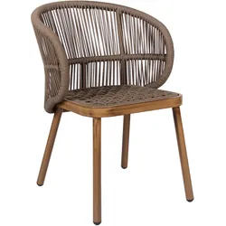 2er-Set NANCY | Bistro Terrassen Stuhl | Taupe | Holz Optik