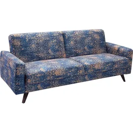 exxpo - sofa fashion 3-Sitzer EXXPO - SOFA FASHION "Side, toller Sitz- & Liegekomfort, Schlafsofa. Breite 222cm. hoher Fuß", blau, B:222cm H:89cm T:93cm, Sofas, mit Schlaffunktion, Bettkasten und hohe Holzfüße, Solitärmöbel