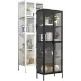 VCM Vitrine Glas mit ESG-Sicherheitsglas Maße ca. H. 180 x B. 60 x T. 35 cm Standvitrine Glas Modern und platzsparend Glas Vitrinenschrank – Buffetschrank, Stahl Vitrine Schaukasten Floka XXL
