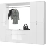 Inn.Furn Garderoben-Set SystemX, (Komplett-Garderobe in weiß Hochglanz, 212 x 193 cm), variable Inneneinteilung