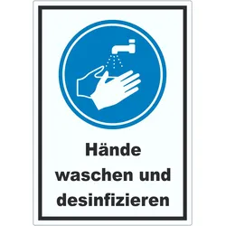 Hände waschen und desinfizieren Aufkleber A9 (37x52mm)