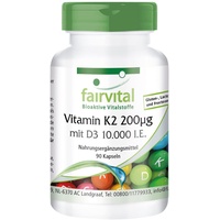 Fairvital Vitamin K2 200 µg mit D3 10000 I.E. Kapseln 90 St.