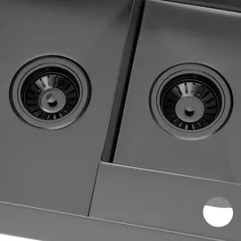 Klarstein – 1,5 Becken mit Ablage, Robuster 304 Edelstahl, Kratz- & Hitzebeständig, Leicht zu Reinigen, Inkl. Überlauf - Einbausatz... - Grau